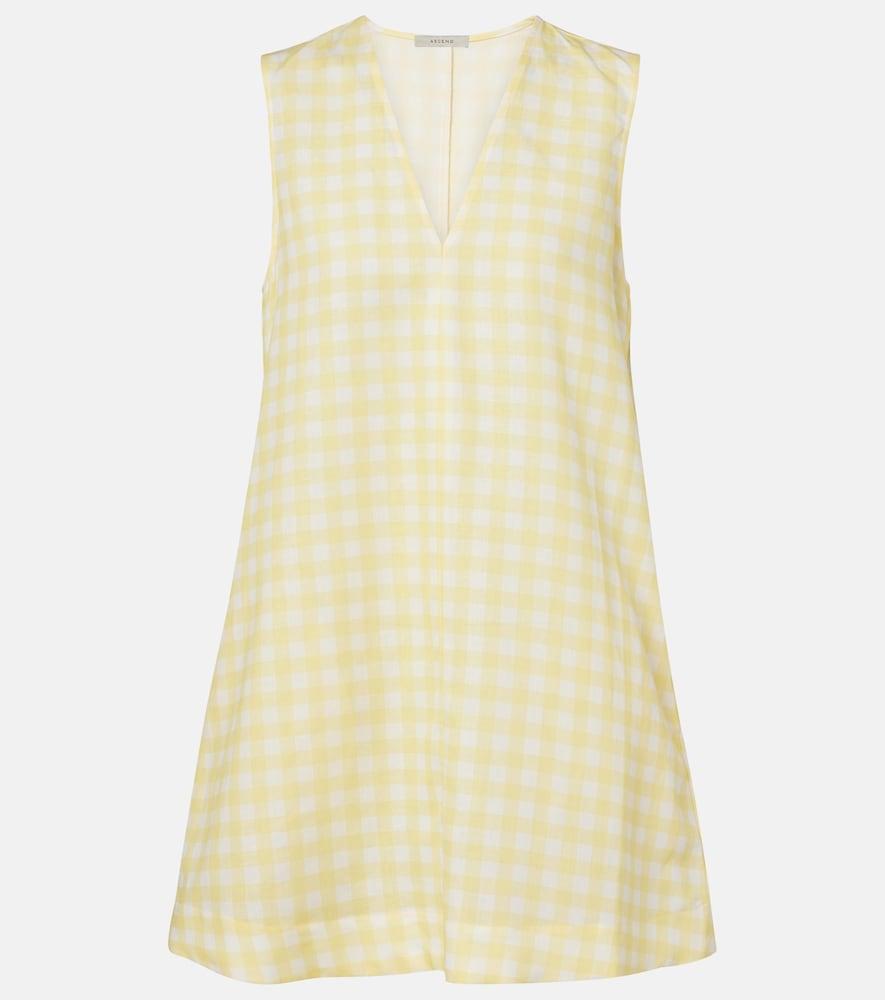 asceno gingham linen and cotton minidress