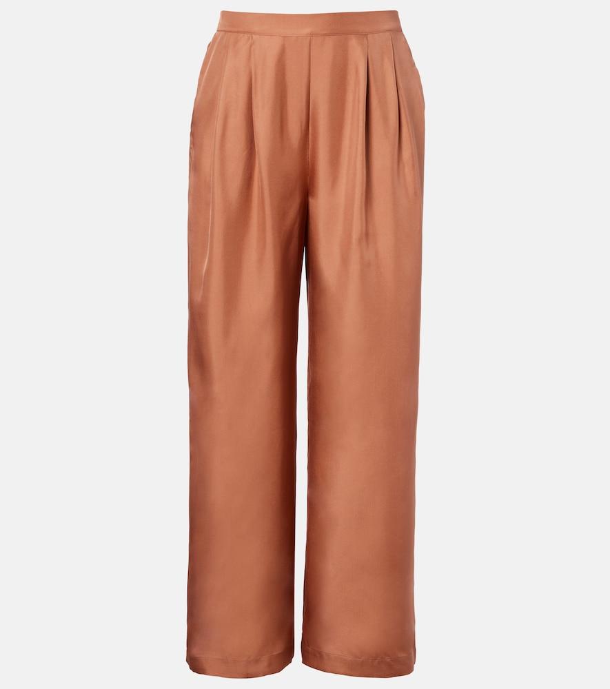 asceno isola pleated silk twill wide-leg pants