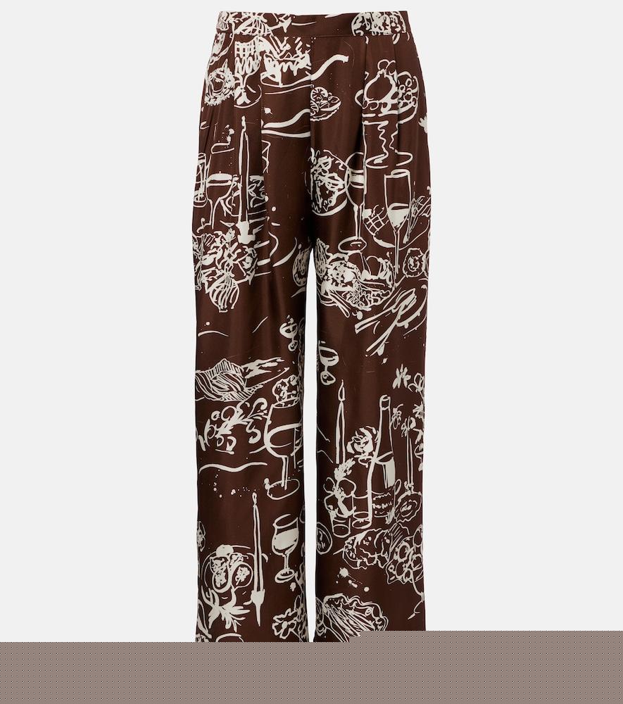 asceno isola printed silk twill wide-leg pants
