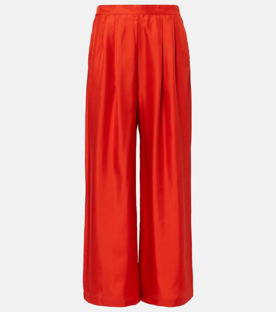 asceno isola silk twill wide-leg pants