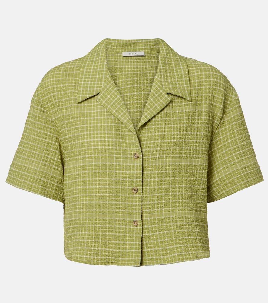 asceno lincoln checked cotton bowling shirt