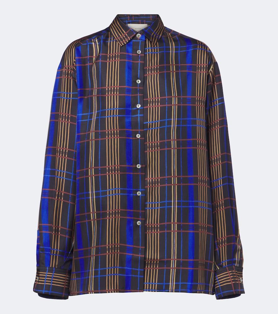asceno maya checked silk shirt