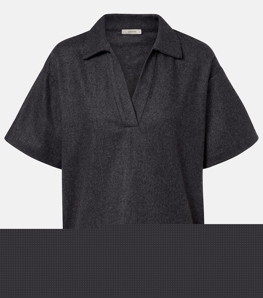 asceno modena wool and cashmere flannel polo shirt