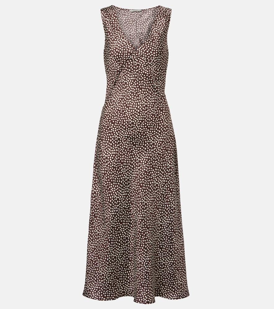 asceno provence polka-dot silk twill slip dress