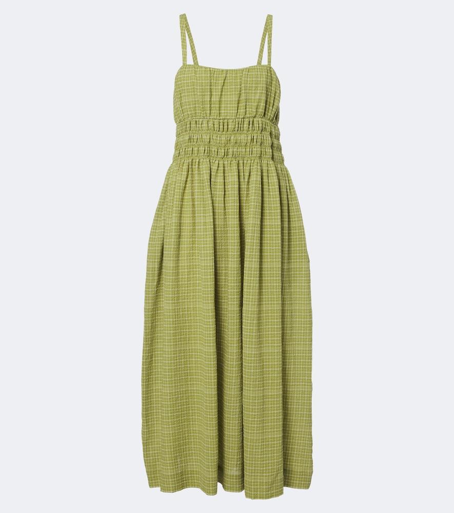 asceno verona checked cotton midi dress