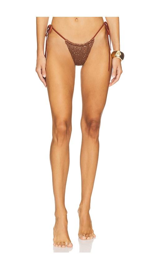 asta resort lio bikini bottom in cocoa sequin in brown. - size l (also in xl)
