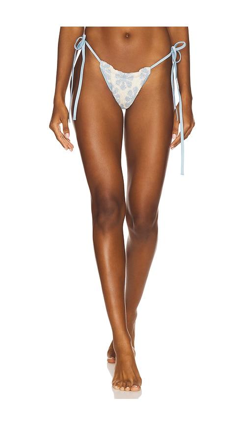 asta resort lio jacquard bikini bottom in white,blue. - size l (also in xs, m, xl)