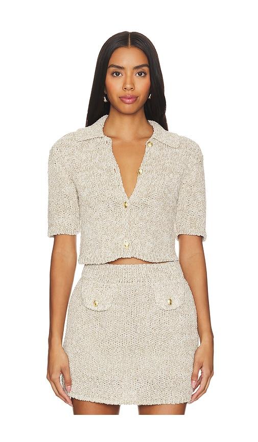asta resort morgan polo cardigan in beige. - size l (also in s, xl, xs)