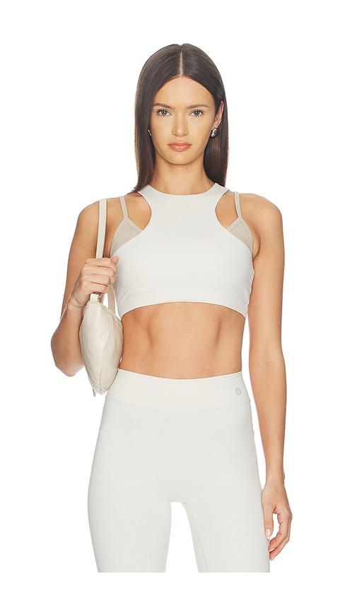 astoria layered sport crop top in white. - size m (also in s, xl, xs)