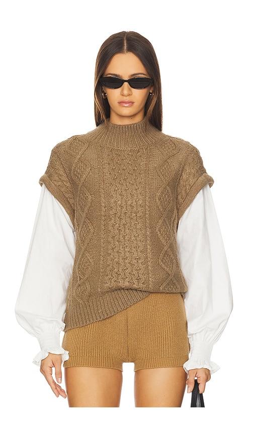 astr the label angeline mixed media sweater in brown. - size l (also in xs, s, m, xl)