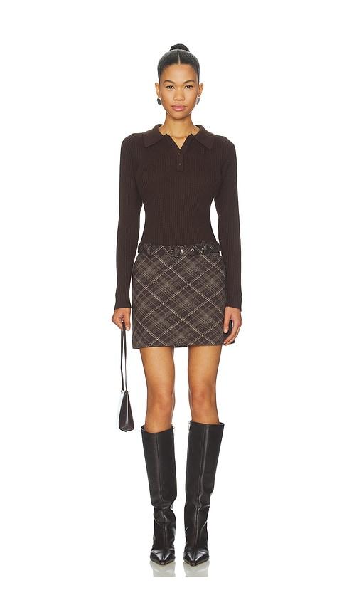 astr the label baylie media dress in brown. - size m (also in s, xs)
