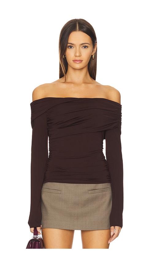 astr the label datia top in brown. - size l (also in m, s)