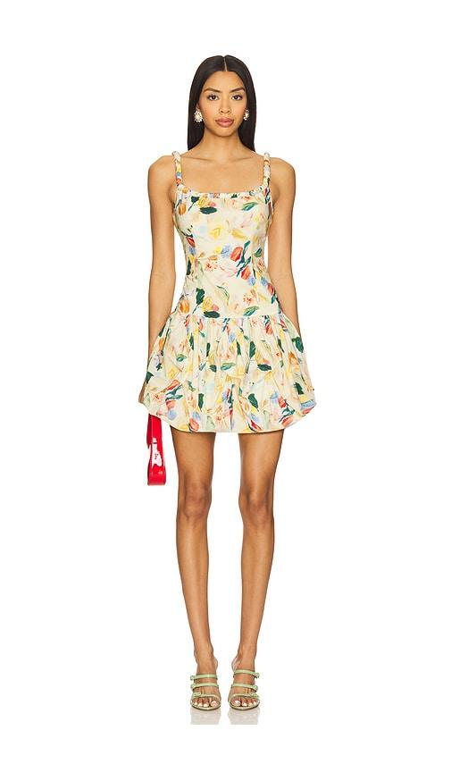 astr the label keyla dress in yellow green floral in yellow. - size l (also in xs, s, m, xl)