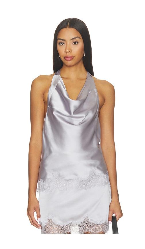 astr the label melinda top in metallic silver, grey. - size l (also in m, s, xl, xs)