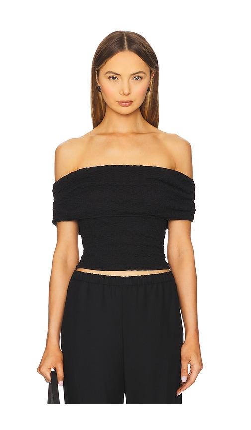 astr the label off shoulder textured knit top in black. - size l (also in s, m)