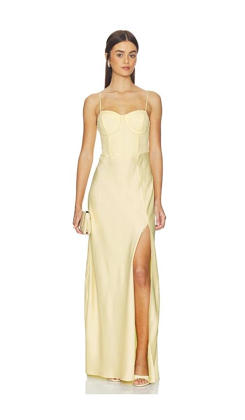 astr the label x revolve zinnia gown in lemon. - size l (also in m, s, xl, xs)