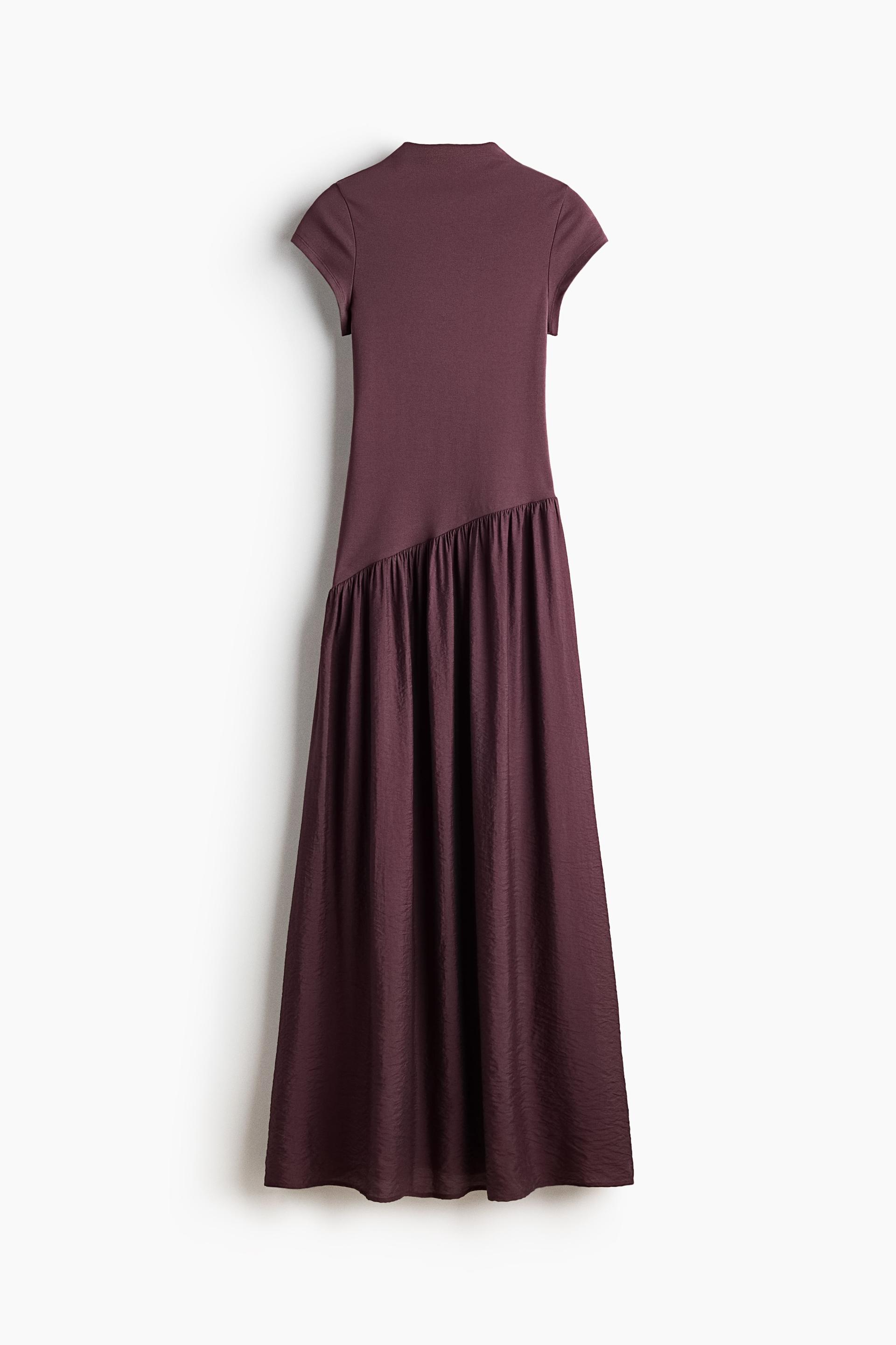 asymmetric dual-fabric dress