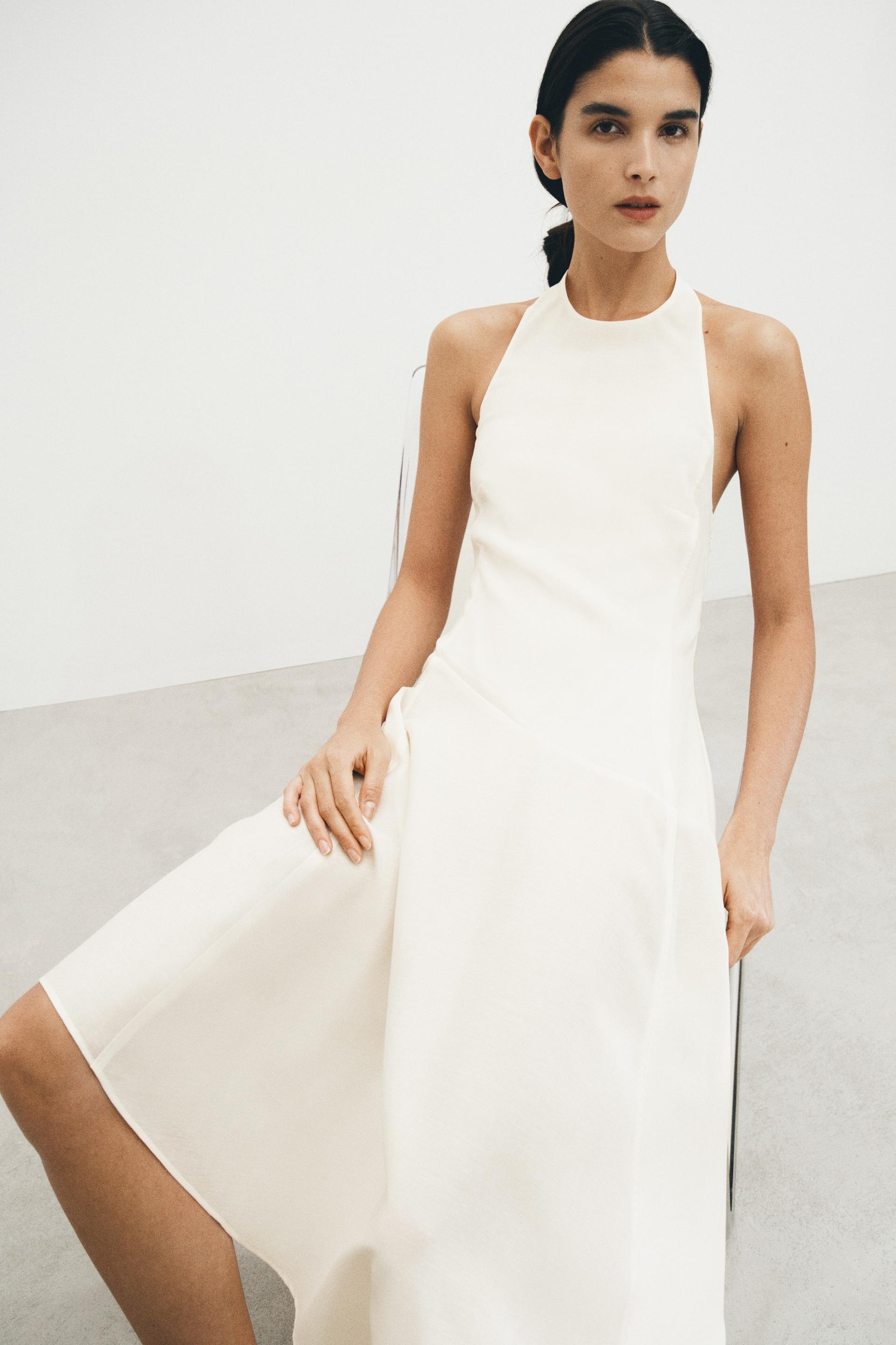 asymmetric halterneck dress