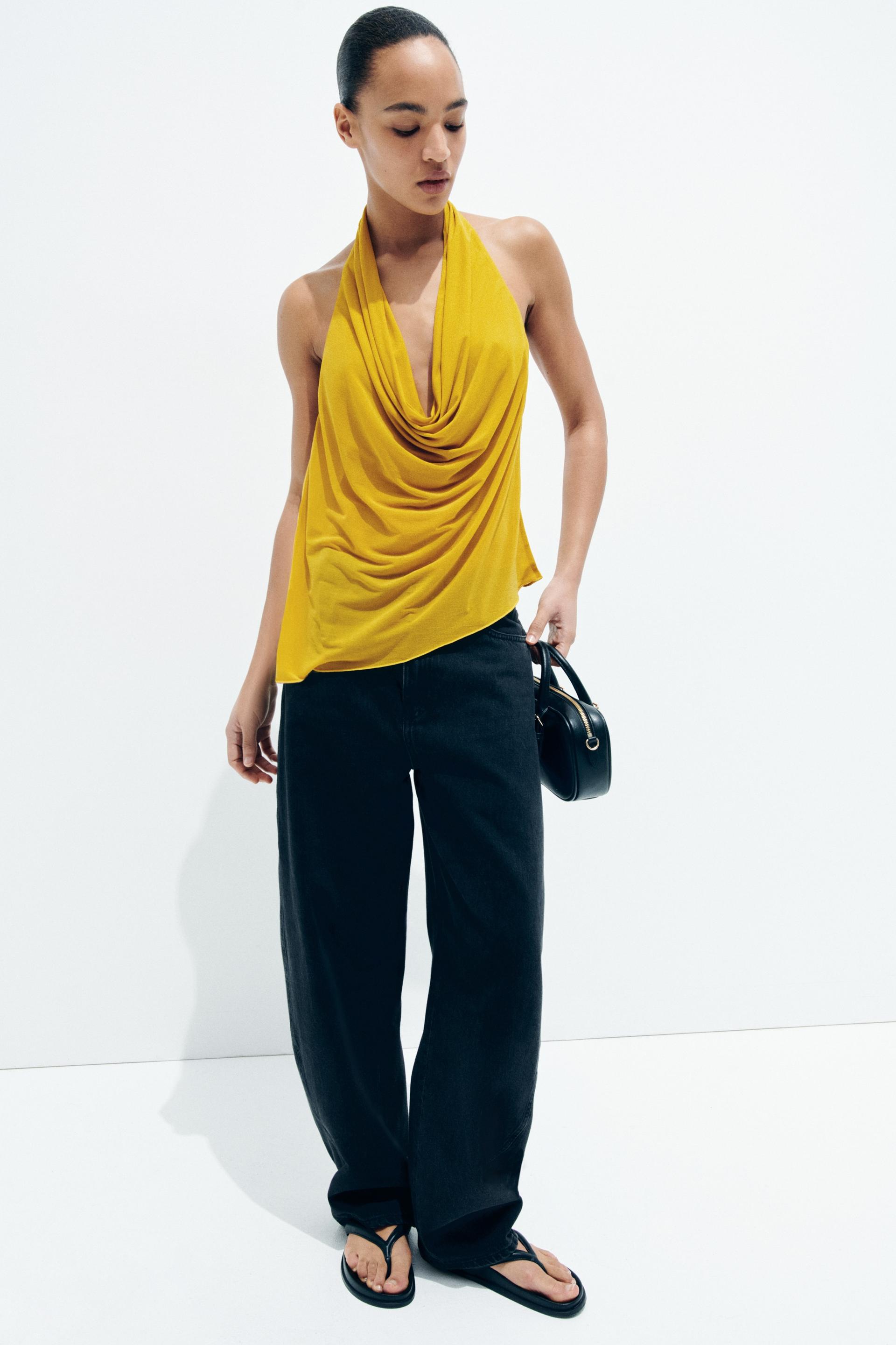 asymmetric halterneck top