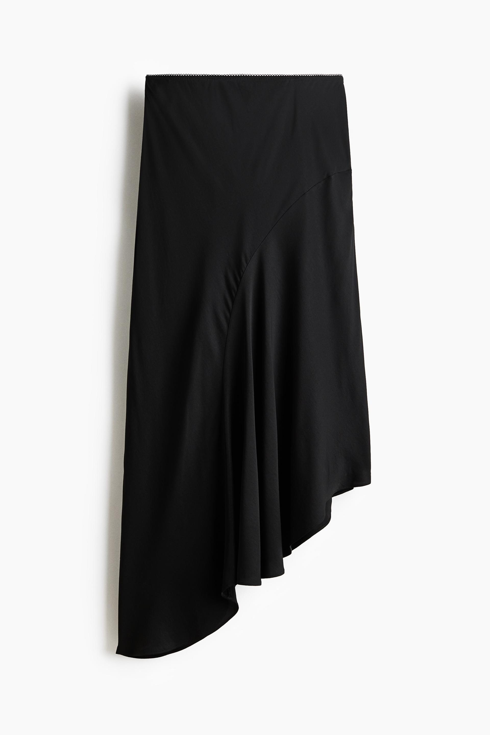 asymmetric satin skirt