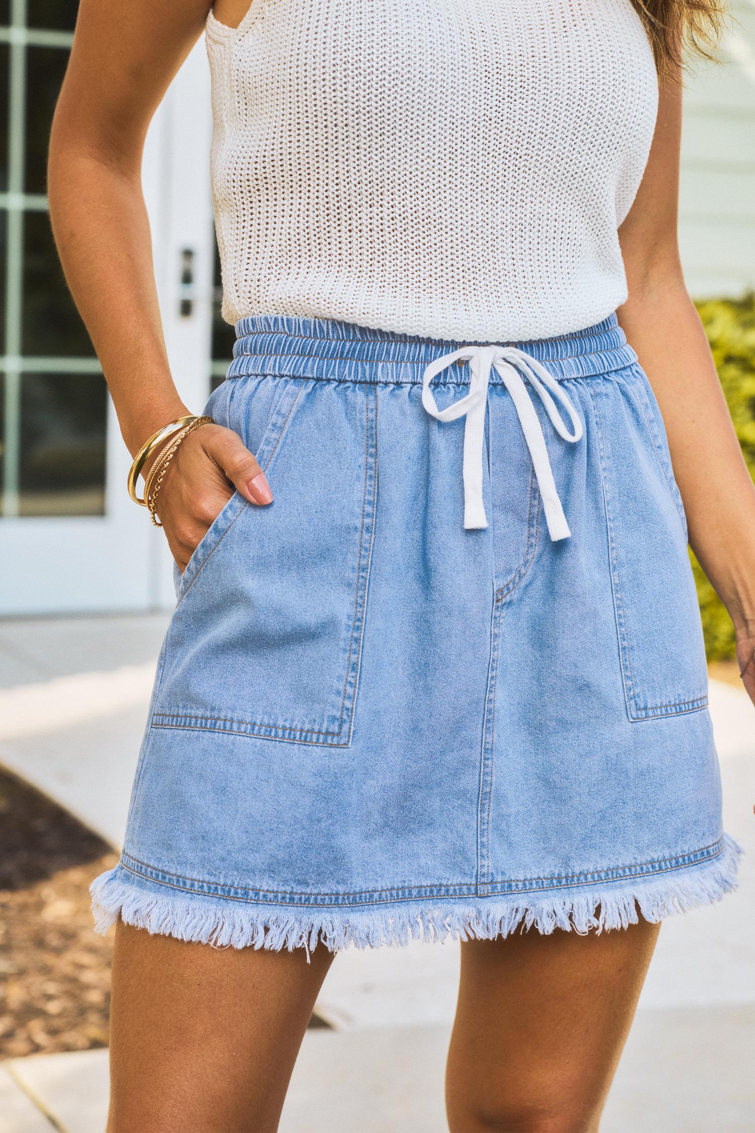 at the dock blue mini skirt - l