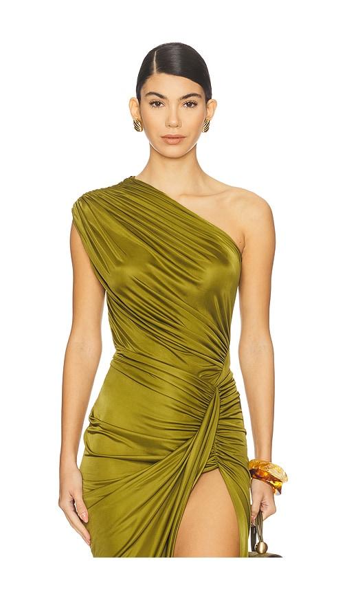 atlein asymmetric draped bodysuit in green. - size 34 (also in 36, 38)