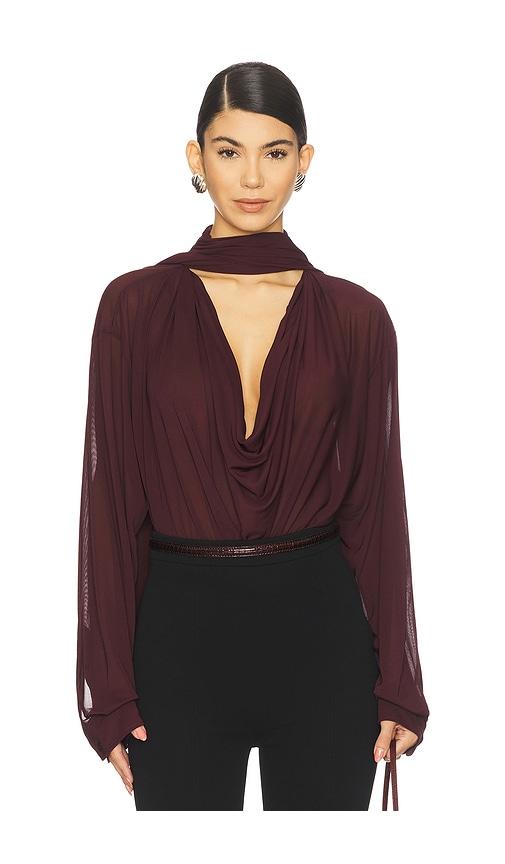 atlein draped collar blouse in burgundy. - size 34 (also in 36)