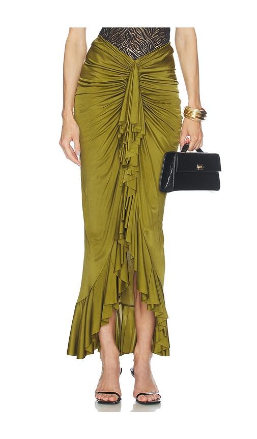 atlein ruffle long skirt in olive. - size 34 (also in 38)