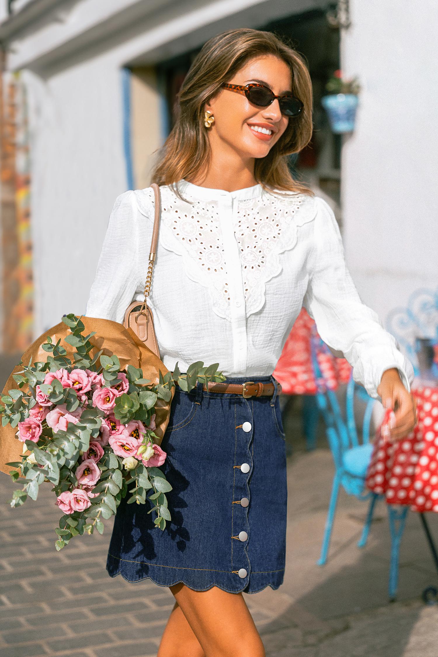 august sky denim mini skirt - l