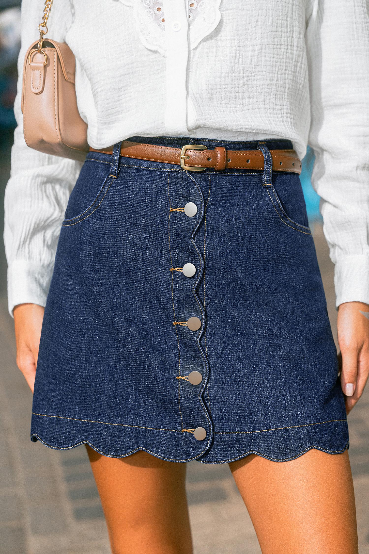 august sky denim mini skirt - l
