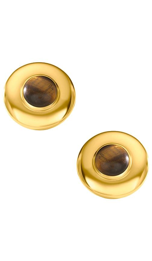 aureum danica stud earrings in metallic gold.