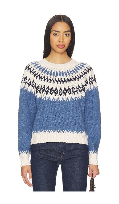 autumn cashmere chunky fair isle crew sweater in blue. - size m (also in s)
