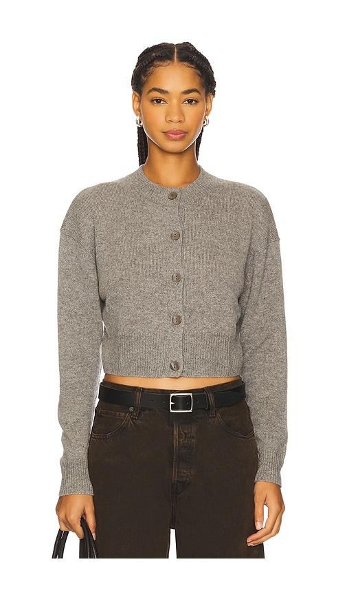 autumn cashmere cropped cardigan in grey. - size l (also in xs, s, m)