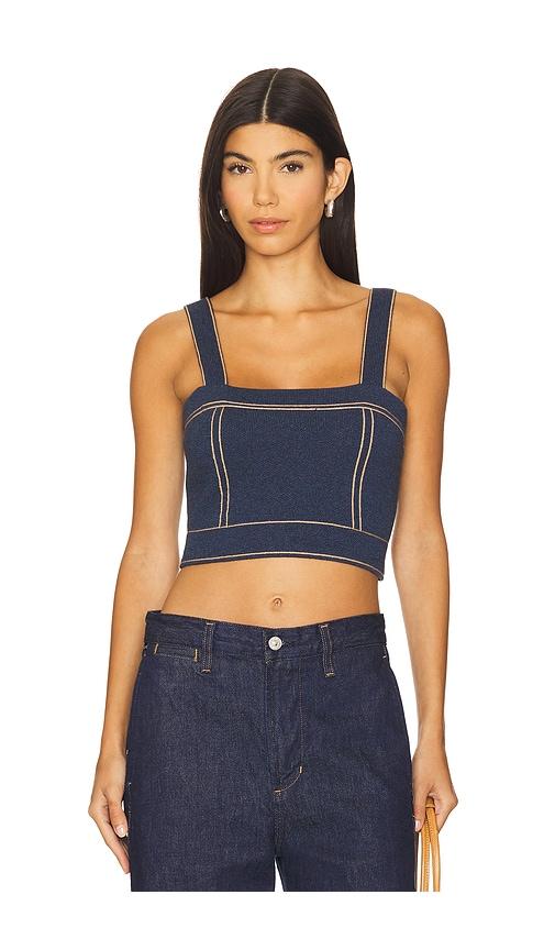 autumn cashmere cropped top stitch tank top in navy. - size m (also in s)