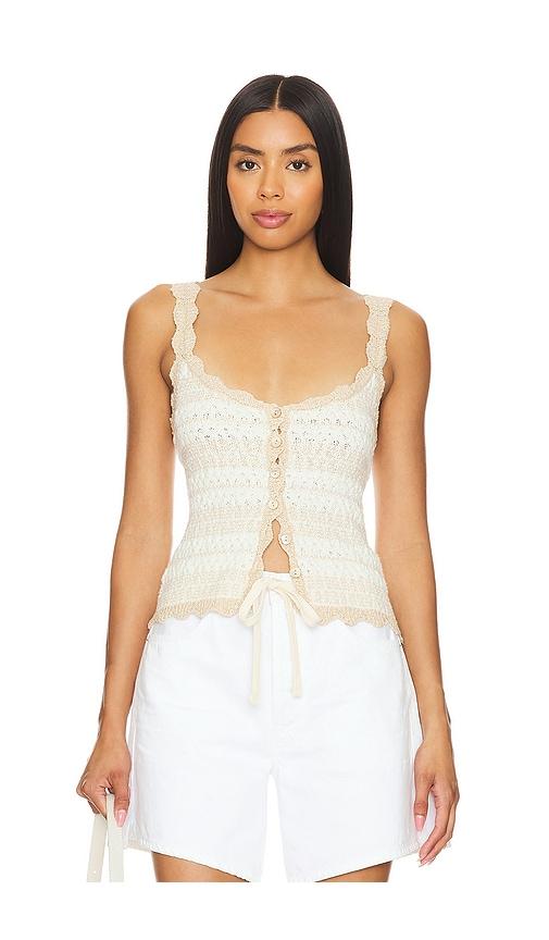 autumn cashmere textured scalloped tank in tan. - size s (also in xl)