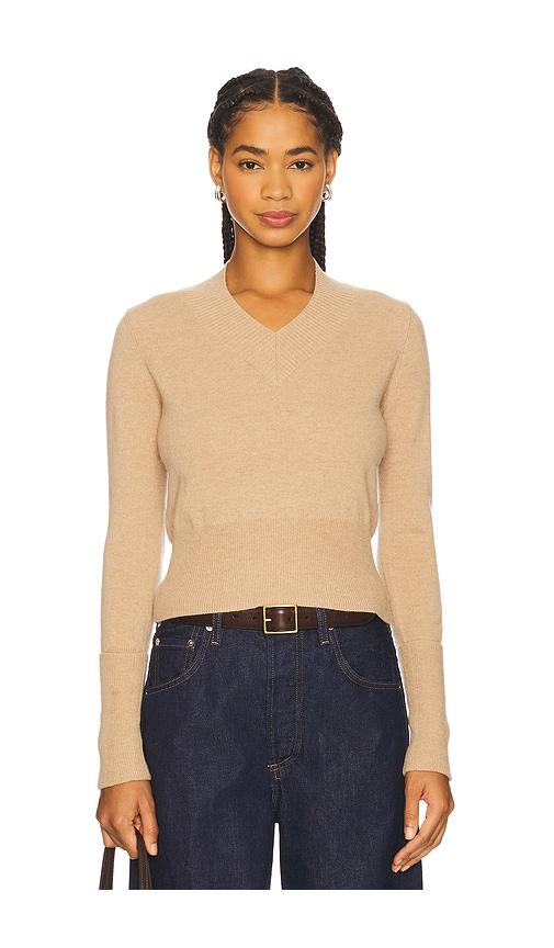 autumn cashmere v neck with high cuffs in beige. - size m (also in xs)