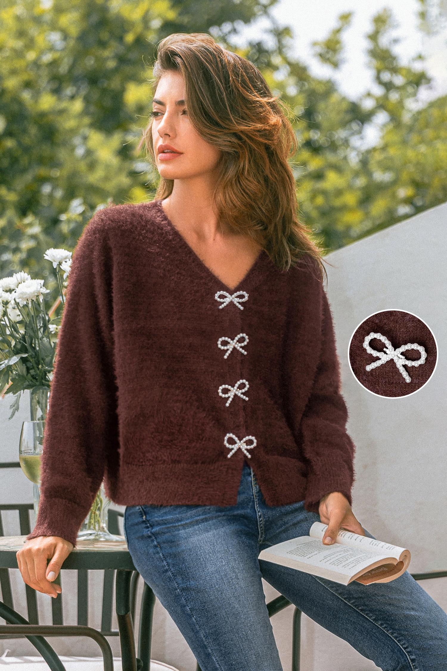 autumn glow brown cardigan - l
