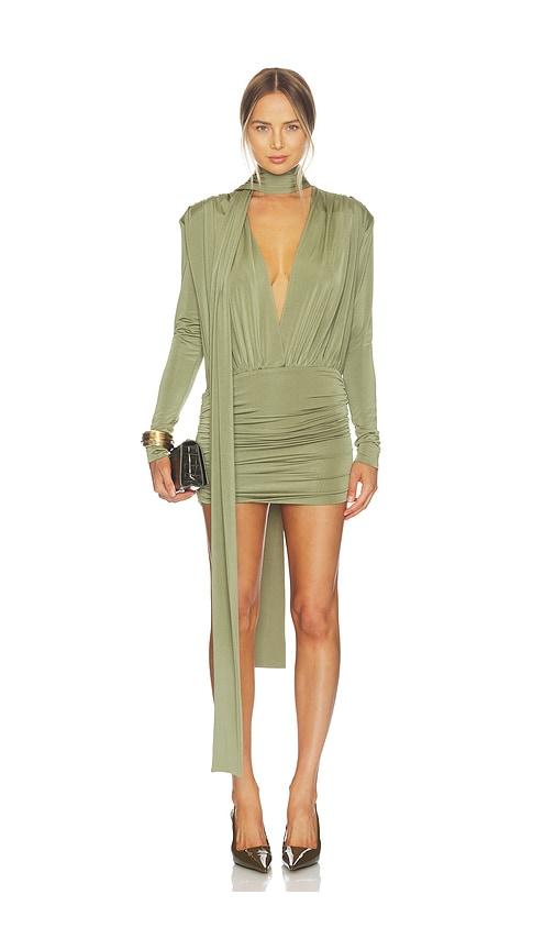 awave studio mini long sleeve dress in army. - size 34/2 (also in 36/4, 38/6, 40/8, 42/10)