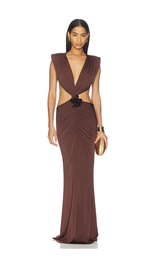 awave studio the faye umber maxi dress in brown. - size l (also in s, m, xl)
