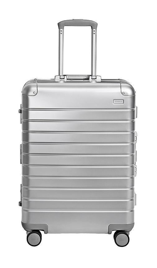 away aluminum medium checked in metallic silver.