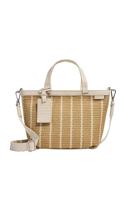 away mini riviera straw tote in tan.
