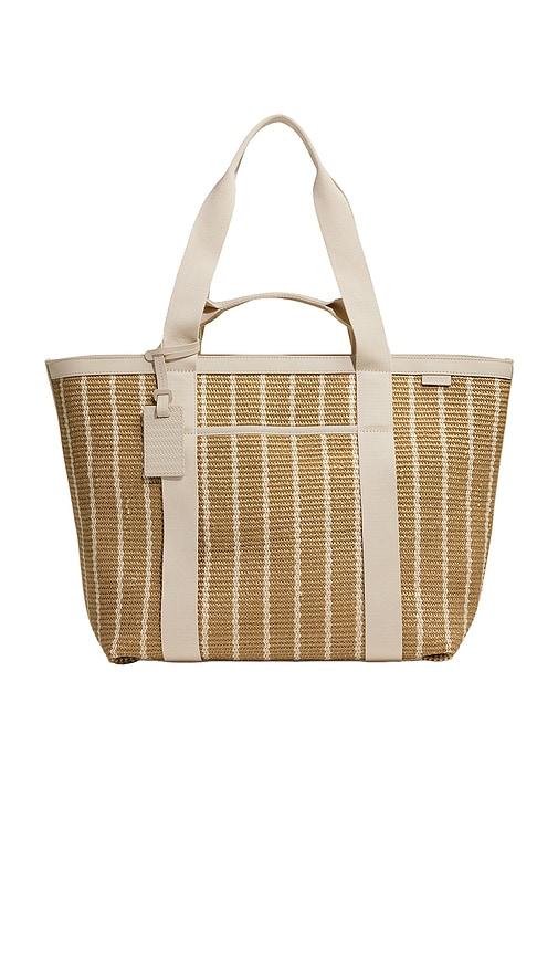 away riviera straw tote in tan.