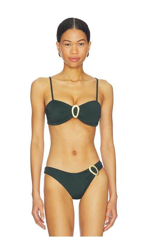 away that day cabo verde bikini top in dark green. - size l (also in xs, s, m)