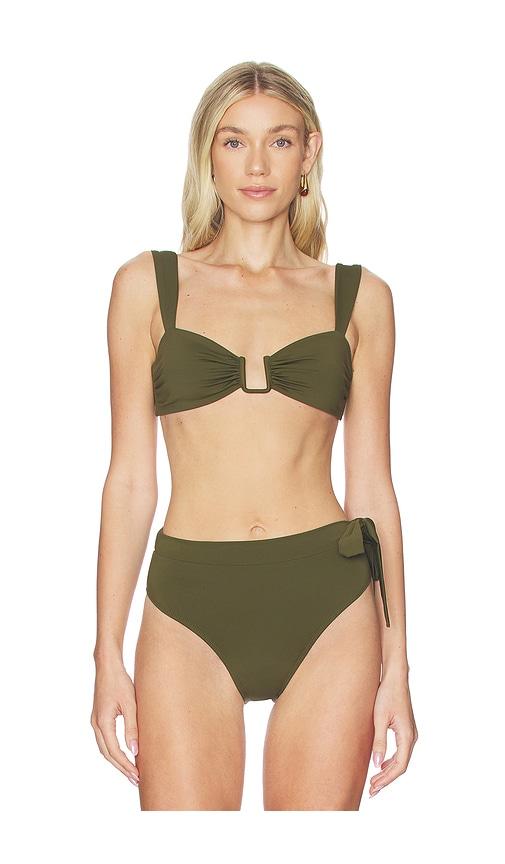 away that day cannes bikini top in olive. - size m (also in s, xl, xs)
