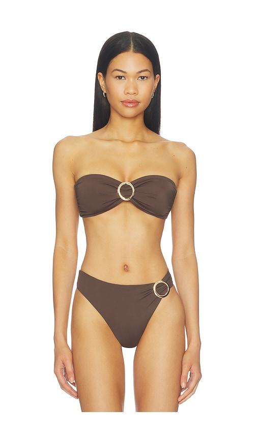 away that day cayman island bikini top in brown. - size l (also in s, m, xl)