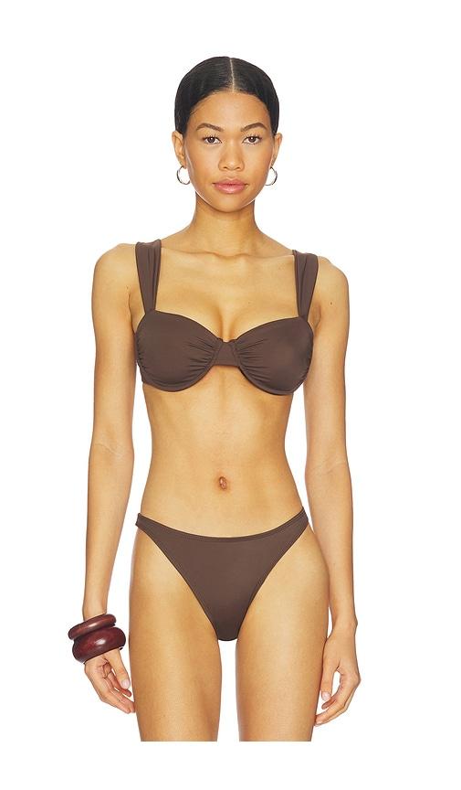 away that day isla del sol bikini top in brown. - size s (also in xs)