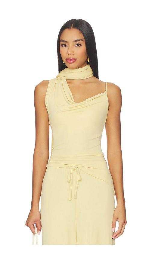 aya muse asymmetrical scarf tank top in yellow. - size l (also in xxs)
