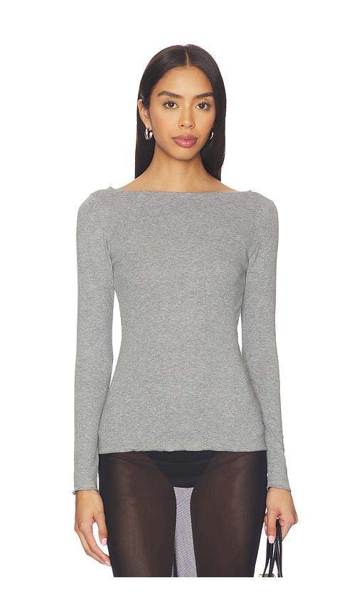 aya muse boatneck long sleeve tee in grey. - size l (also in m)