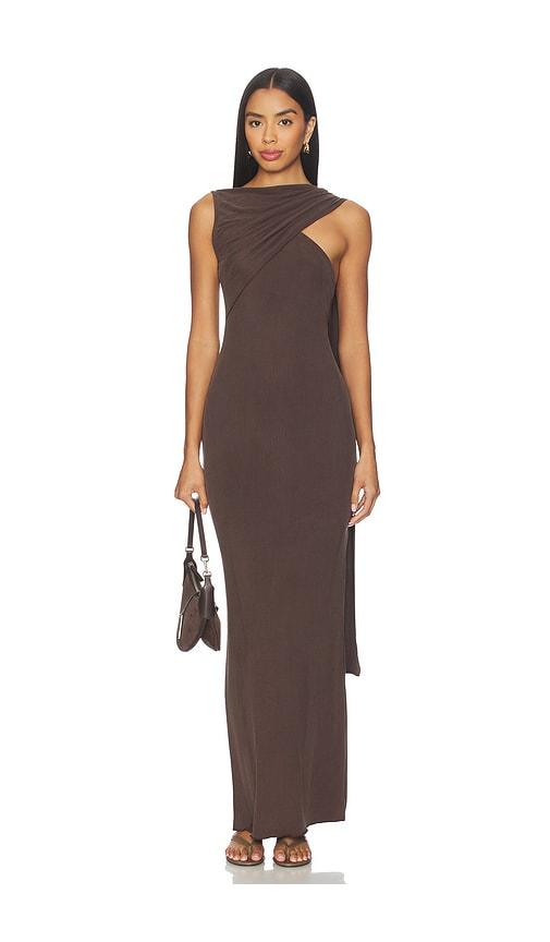 aya muse cedar dress in chocolate. - size l (also in xs, m)