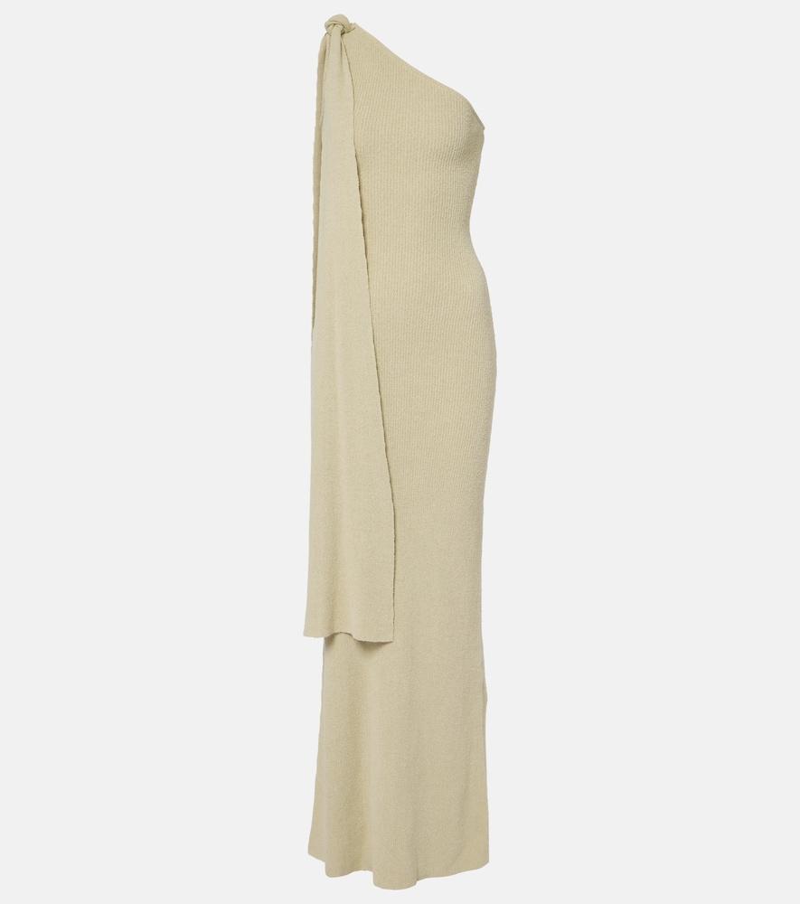 aya muse dara one-shoulder draped maxi dress